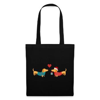 Christmas Dachshund | Dachshund gets gift | Love - Tote Bag - black - Front
