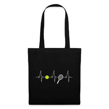 Tennis heartbeat with tennis ball & tennis racket - Tote Bag - black - Front