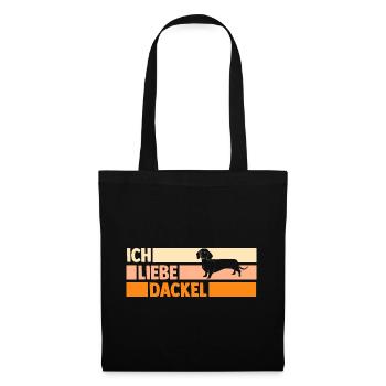 Hund Dackel - Stoffbeutel - Schwarz - Vorne
