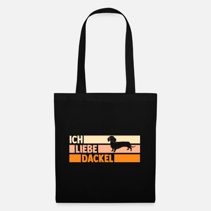 Hund Dackel - Stoffbeutel - Schwarz