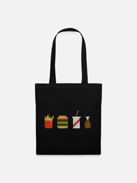 Pixel Fastfood - Stoffbeutel - Schwarz