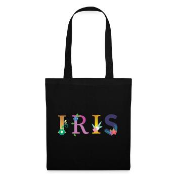 Nom IRIS orné de fleurs - Sac en tissu - noir - Devant