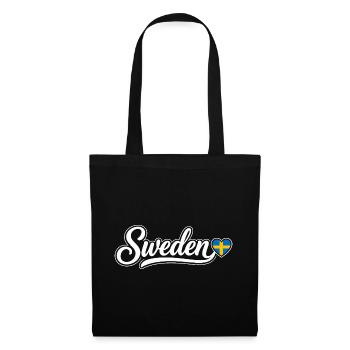 Sweden Script with Flag Heart Fan Patriotic - Tote Bag - black - Front