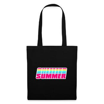 Retro-Sommer | Regenbogen im 80er-Jahre-Stil - Stoffbeutel - Schwarz - Vorne