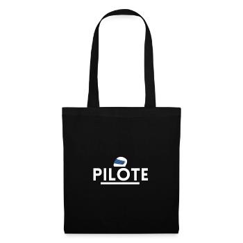 pilote casque. cadeau pilote - Sac en tissu - noir - Devant