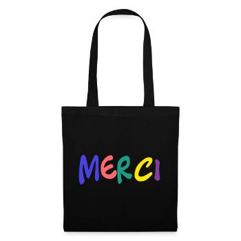 MERCI. THANKS. THANK YOU. ANNIVERSAIRE. NAISSANCE. - Sac en tissu - noir - Devant