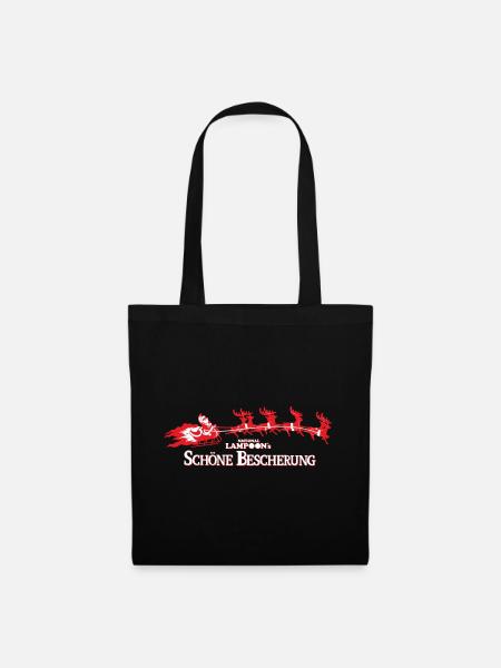Schöne Bescherung Logo Mit Weihnachtsmann - Stoffbeutel - Schwarz