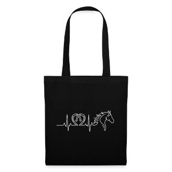 Horse Rider Heartbeat ECG Pulse Cute Gift - Tote Bag - black - Front