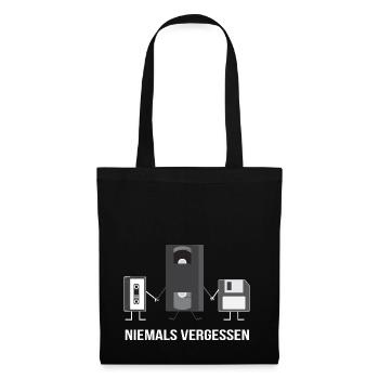 90er T-Shirt 2018 - Neunziger Motiv Retro - Stoffbeutel - Schwarz - Vorne
