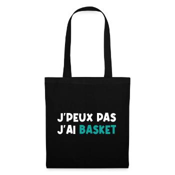 Je peux pas j'ai basket - Sac en tissu - noir - Devant