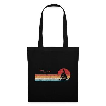 Rétro Voile Sailor Voilier Capitaine - Sac en tissu - noir - Devant