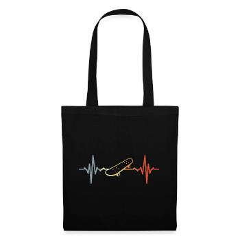 Vintage Skateboard Heartbeat - Sac en tissu - noir - Devant