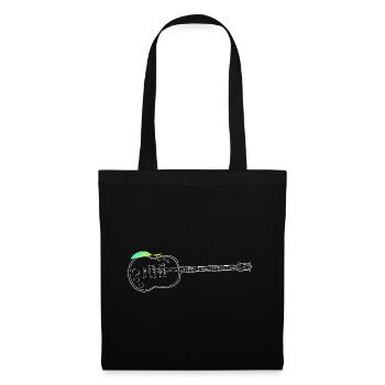 White Guitar Outline with Heart Motif - Tote Bag - black - Front