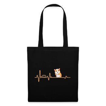 Hamster Herzschlag Hamster Geschenk Geschenkidee - Stoffbeutel - Schwarz - Vorne