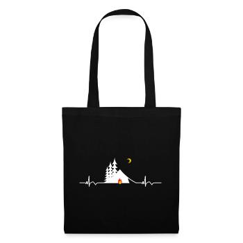 Outdoor Camping Campfire ECG Heartbeat - Tote Bag - black - Front