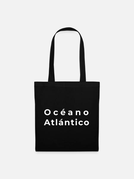 Océan Atlantique Typographie Marine - Sac en tissu - noir