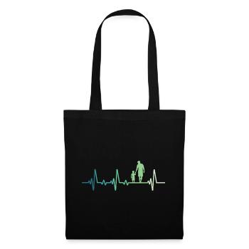 Vater und Sohn Herzschlag Geschenk Vater Sohn - Stoffbeutel - Schwarz - Vorne