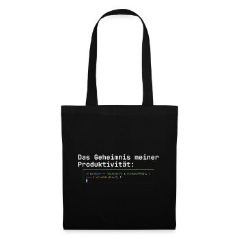 Programmierer Kaffee Geheimnis der Produktivität - Stoffbeutel - Schwarz - Vorne