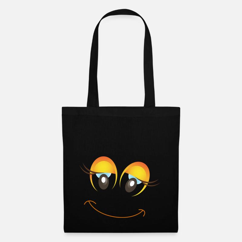 Fröhlicher Weiblicher Smiley Geschenk Idee - Stoffbeutel - Schwarz