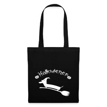 Halloween Hallowian dachshund with witches broom - Tote Bag - black - Front