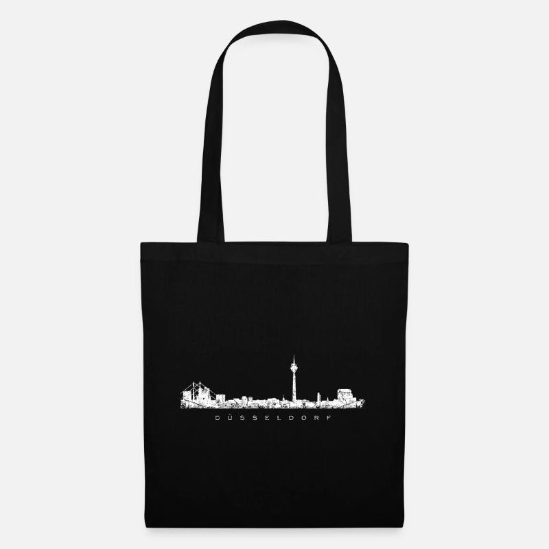Die Skyline von Düsseldorf (Vintage/Weiß) - Stoffbeutel - Schwarz
