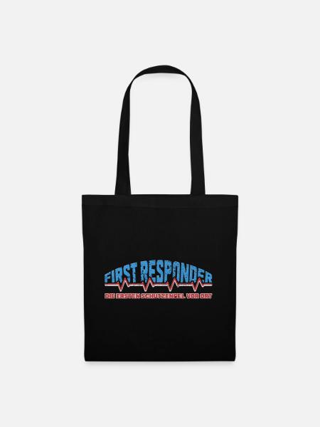First Responder mit Herzschlag und coolen Spruch - Stoffbeutel - Schwarz