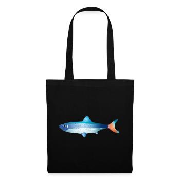 Blauer Fisch mit Farbverlauf und Punkten - Stoffbeutel - Schwarz - Vorne