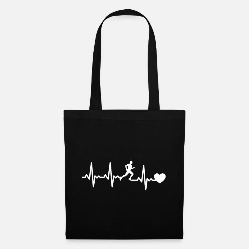 Laufendes Herz Rhythmusdesign - Stoffbeutel - Schwarz