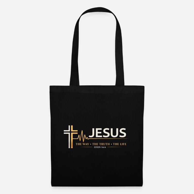 Jesus Bibelvers Der Weg Die Wahrheit Das Leben  - Stoffbeutel - Schwarz