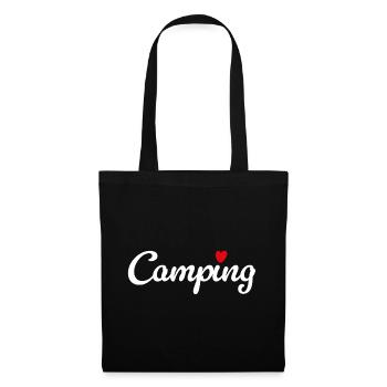 Camping Herz Camper Wohnwagen Van Life Fan Hobby - Stoffbeutel - Schwarz - Vorne