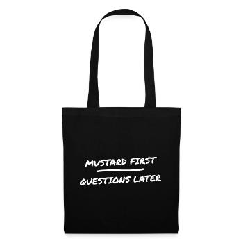 Hot Dog Wuerstchen BBQ Foodie Lustig Senf Streetfo - Stoffbeutel - Schwarz - Vorne