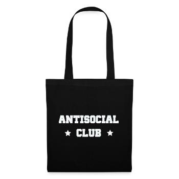Antisocial Club – Einzelgänger Sarkasmus Spruch - Stoffbeutel - Schwarz - Vorne