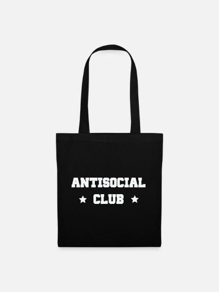 Antisocial Club – Einzelgänger Sarkasmus Spruch - Stoffbeutel - Schwarz