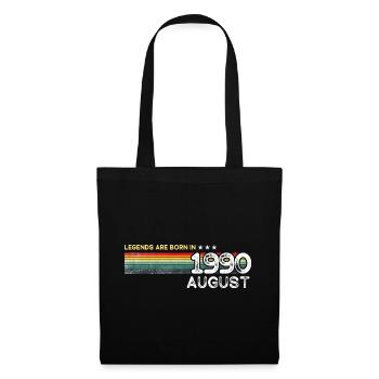 August 1990 Geschenk, geboren 1990, alles Gute zum Geburtstag - Stoffbeutel - Schwarz - Vorne