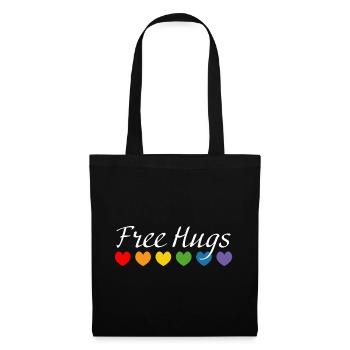 Rainbow Hearts Free Hugs LGBT lgbtqi queer - Tote Bag - black - Front