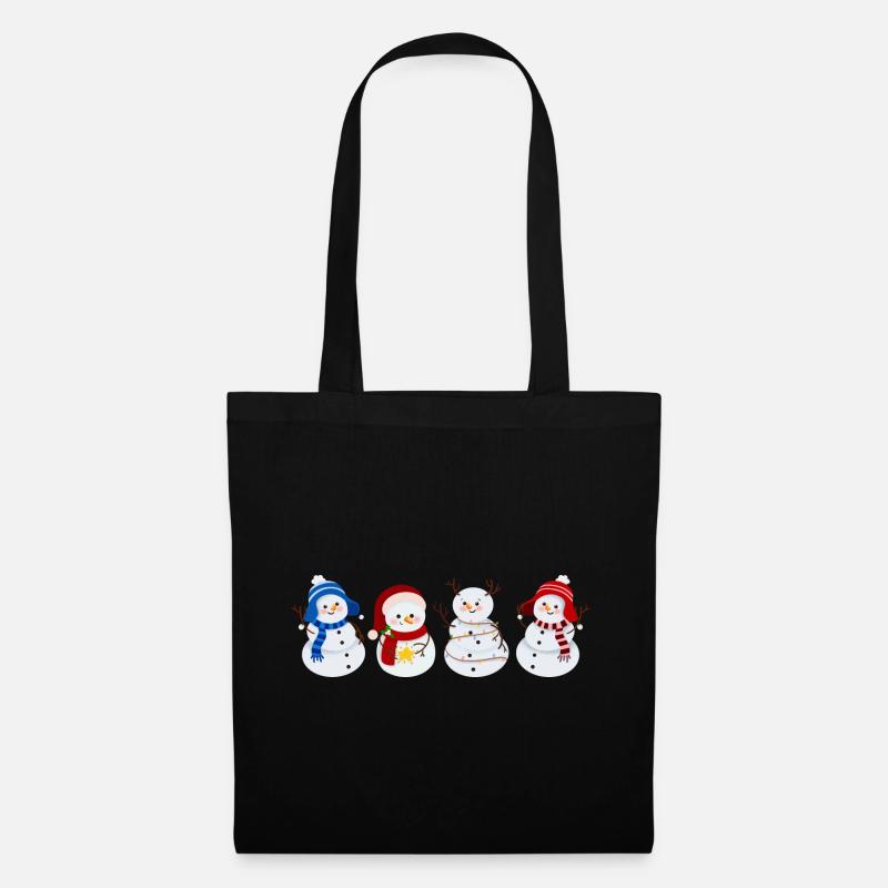 Schneemann. Weihnachtsgeschenk - Stoffbeutel - Schwarz