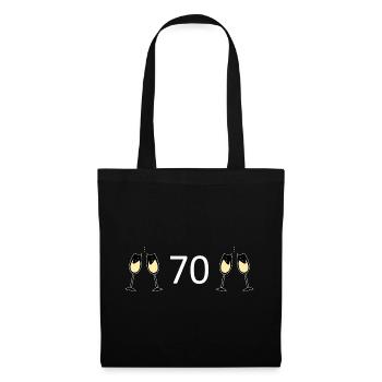 70.Geburtstag 70 Jahre Jubiläum 70 Zahl 70 weiß - Stoffbeutel - Schwarz - Vorne