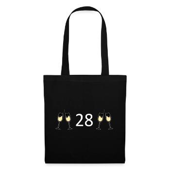28.Geburtstag 28 Jahre Jubiläum 28 Jahre Zahl 28 - Stoffbeutel - Schwarz - Vorne
