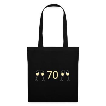 70.Geburtstag 70 Jahre Jubiläum 70 Zahl 70 weiß - Stoffbeutel - Schwarz - Vorne