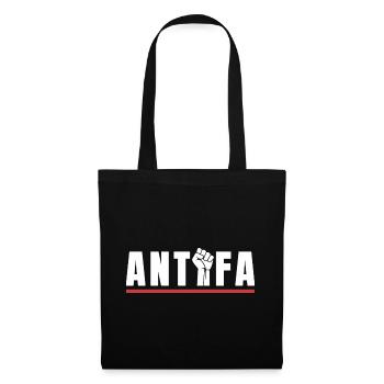 Antifa Protestfaust Antifaschistisches Statement - Stoffbeutel - Schwarz - Vorne