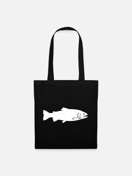 Forelle Forellen Silhouette wilde fliegenfischen - Stoffbeutel - Schwarz