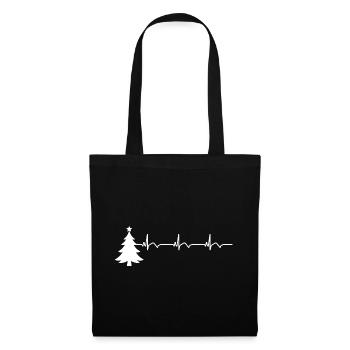Weihnachtsbaum EKG Herzschlag Weihnachten Ugly - Stoffbeutel - Schwarz - Vorne