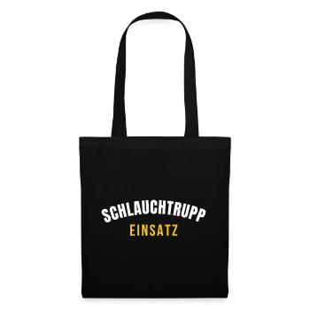 Schlauchtrupp Einsatz – Feuerwehr Crew T‑Shirt - Stoffbeutel - Schwarz - Vorne
