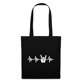 Devil Horns Metal Fork Heartbeat Herzschlag Rock - Tote Bag - black - Front