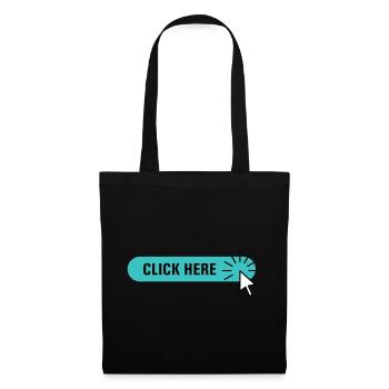 click here – turquoise button with cursor - Tote Bag - black - Front