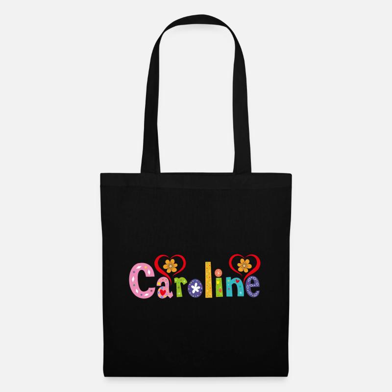 Personalisierter Caroline-Name - Stoffbeutel - Schwarz