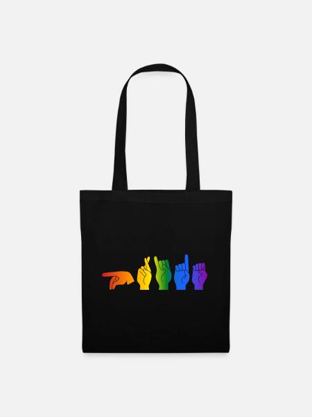 ASL Pride I - Farben der Pride-Flagge - Stoffbeutel - Schwarz