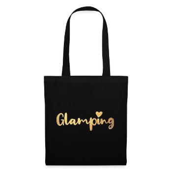 Glamping Herz Gold Luxus Camping Camper - Stoffbeutel - Schwarz - Vorne