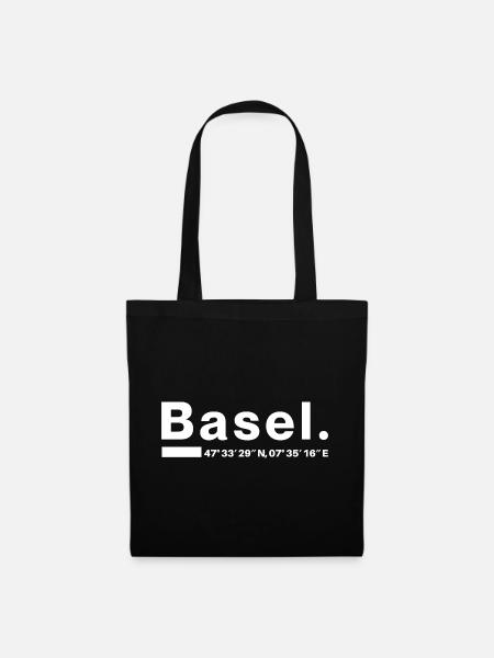 Basel Koordinaten - Stoffbeutel - Schwarz