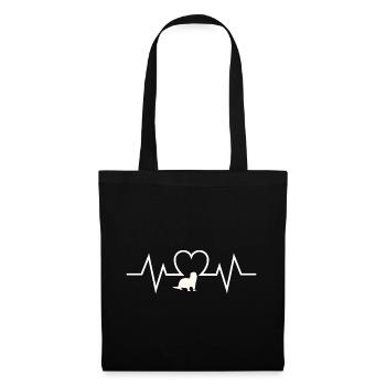 Loutre de mer dessin animé battement de cœur - Sac en tissu - noir - Devant
